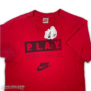 VTG 90s Nike Play Inner City Games Promo Red T Shirt M Grey Tag vintage charity